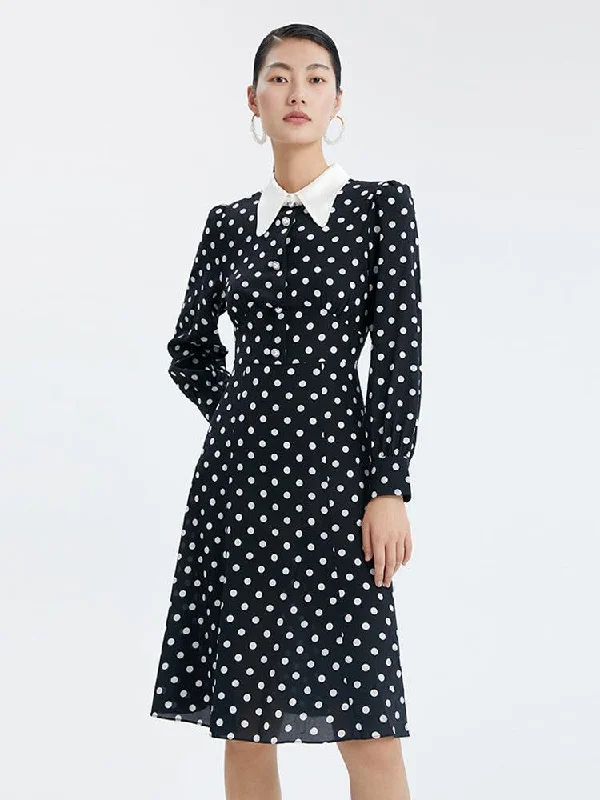 Polka Dots Fishtail Mulberry Silk Dress Tunics Prom sequined