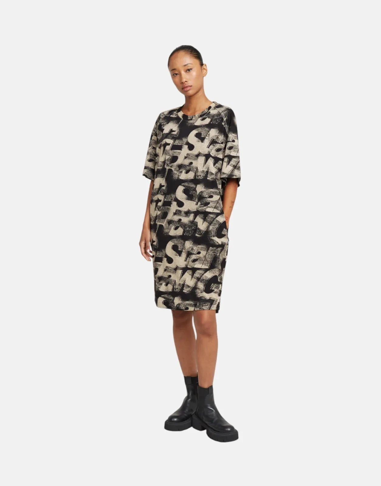 G-Star RAW Sprayed Letters Loose Dress ChalkSL Tunics Modern contemporary