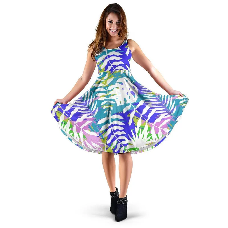 Tropical Palm Leaves Hawaiian Pattern Print Dress Tunics Stylish elegant