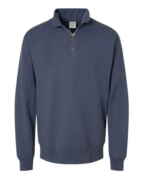 ComfortWash by Hanes Garment-Dyed Quarter-Zip Sweatshirt GDH425 Hoodie with Hem Lace Feminine Delicate