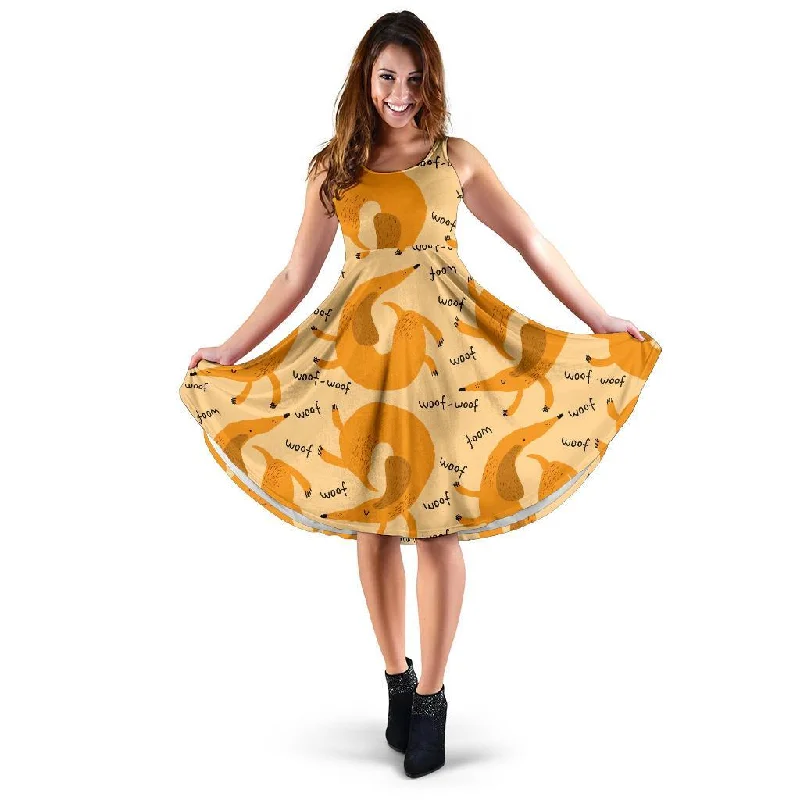 Wiener Dog Dachshund Woof Woof Pattern Print Dress Tunics Plaid country