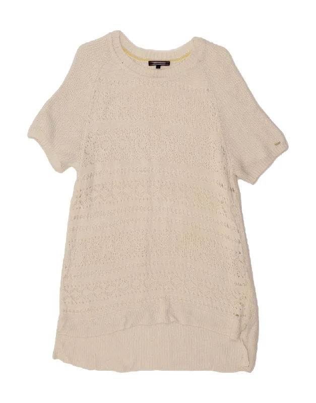 TOMMY HILFIGER Womens Short Sleeves Jumper Dress UK 14 Large White Tunics Solid Classic