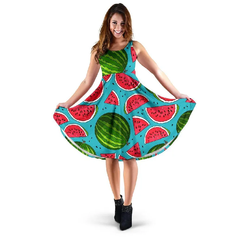 Watermelon Piece Blue Pattern Print Dress Tunics Brand named