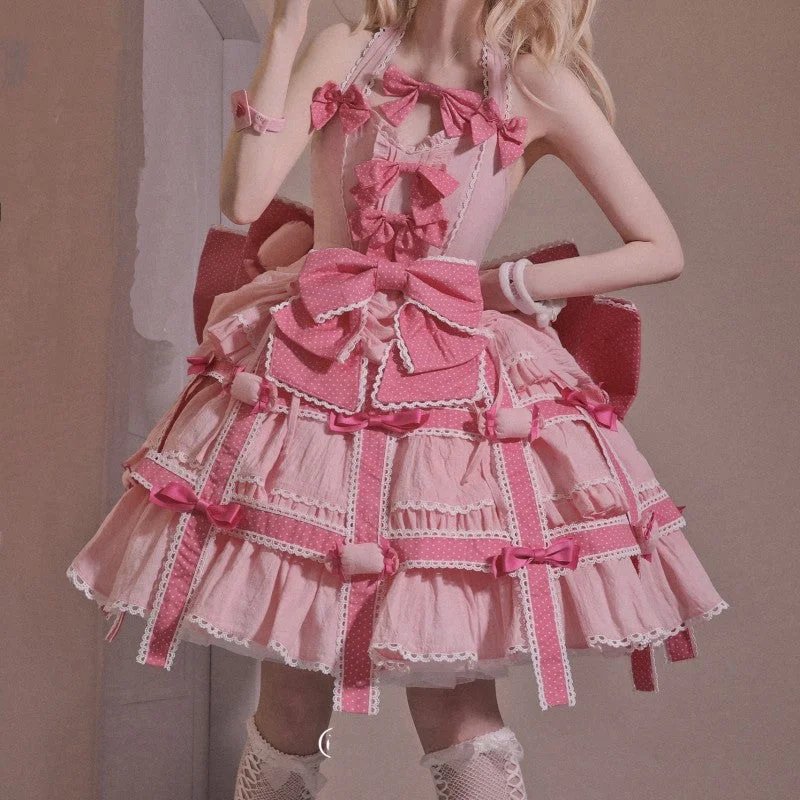 PINK CROSS KNOT LOLITA DRESS PL53398 Tunics Chic fashionable