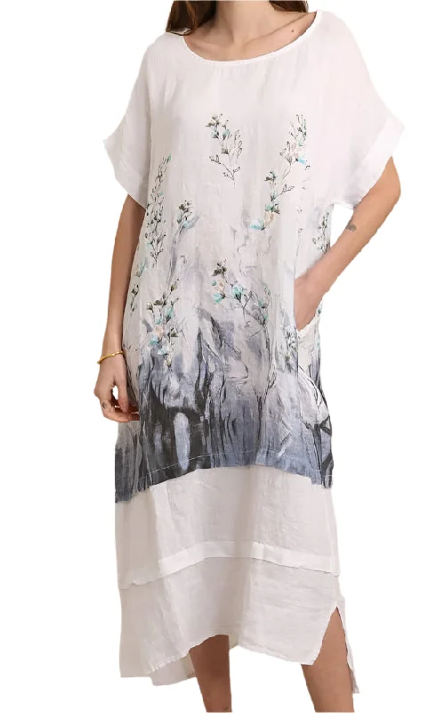 Floral print linen dress 72225 Tunics Modern contemporary