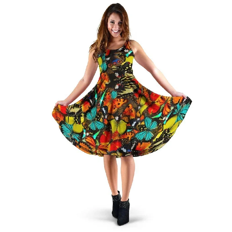 Abstract Colorful Butterfly Print Dress Tunics Stylish elegant