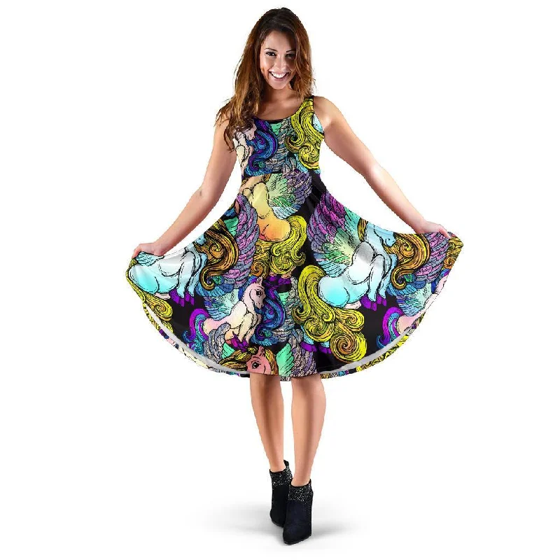 Unicon Cartoon Pattern Print Dress Tunics Chic elegant