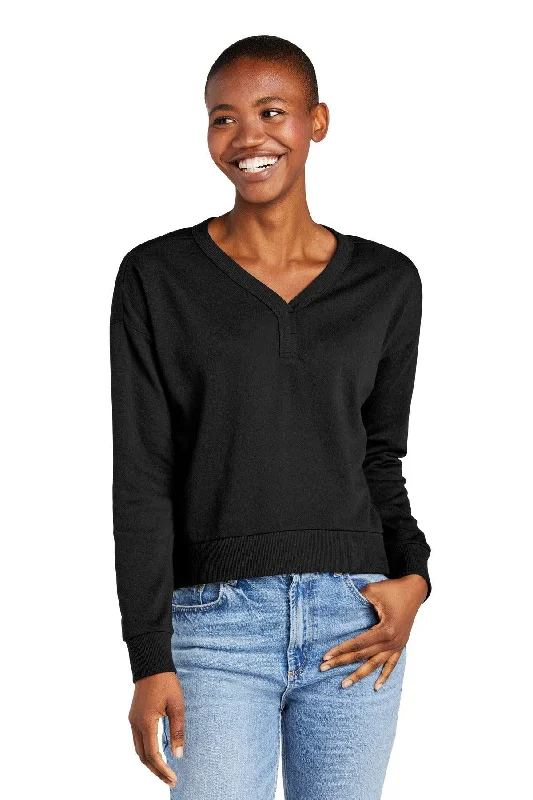 District Women's Perfect Tri Fleece V-Neck Sweatshirt DT1312 Hoodie with Ribbed Cuffs Snug Fit Comfort