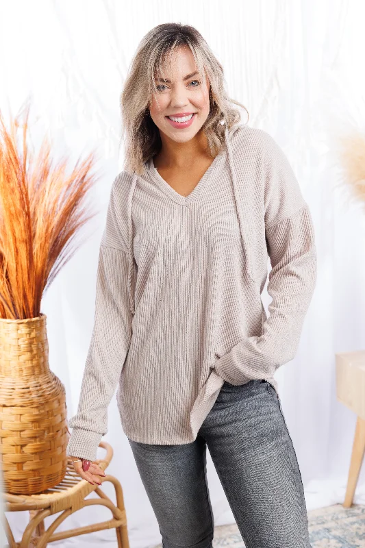 Urban Ribbed Taupe Hoodie Hoodie with Earth Tones Natural Calm