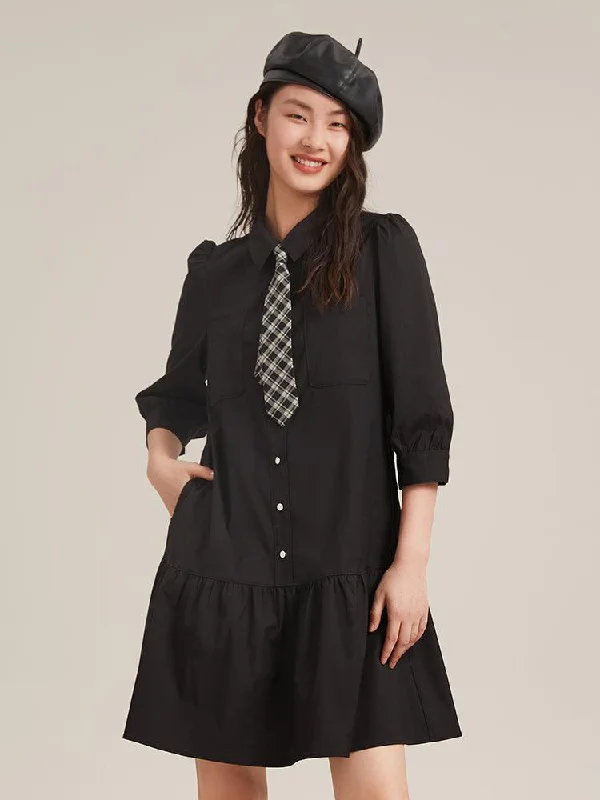 Black A-Shape Cool Style Dress Tunics Party sparkling