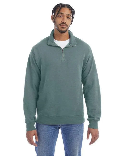 ComfortWash by Hanes Unisex Quarter-Zip Sweatshirt GDH425 Hoodie with Hem Patch Decorative Personalized