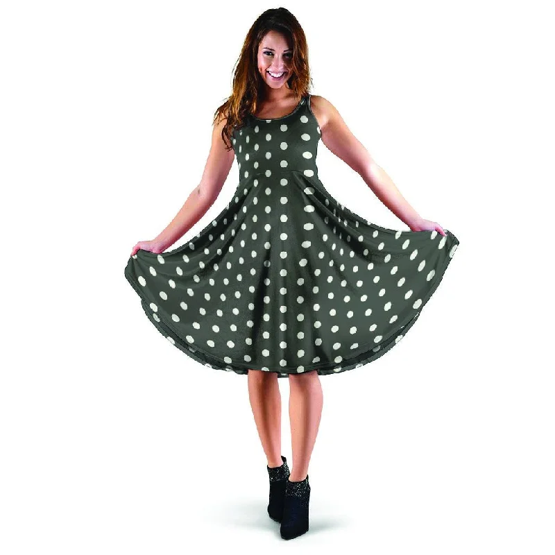 Black Tiny Polka Dot Dress Tunics Leisure comfortable