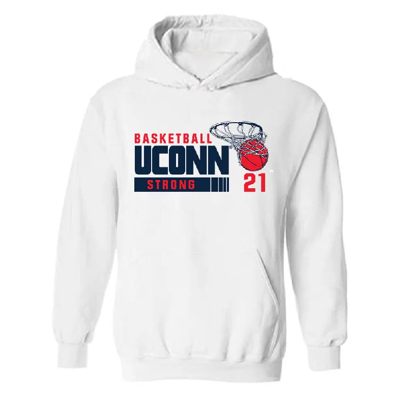 UConn - NCAA Women's Basketball : Sarah Strong - Classic Fashion Shersey Hooded Sweatshirt Hoodie with Hidden Zipper Minimalist Clean