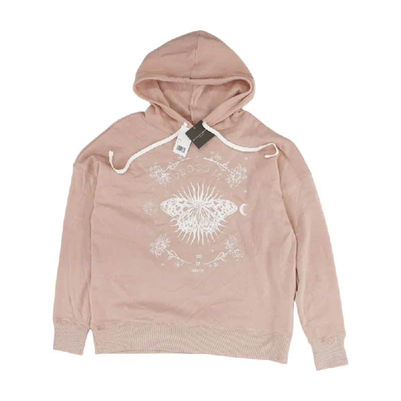 Peach Solid Hoodie Hooded Sweatshirt Casual Wear Street Style