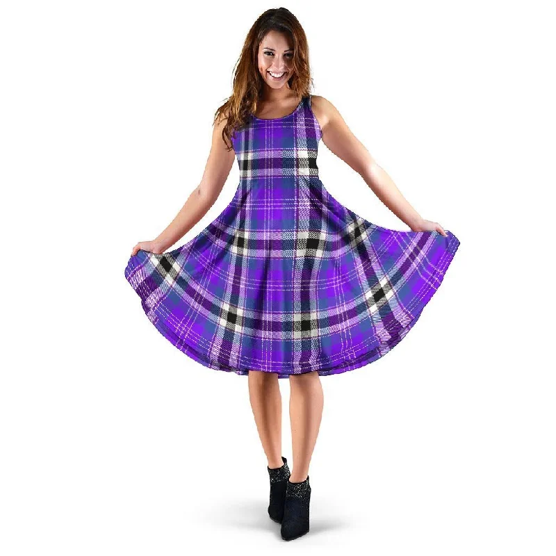 Black Purple Plaid Tartan Dress Tunics Handmade artisanal