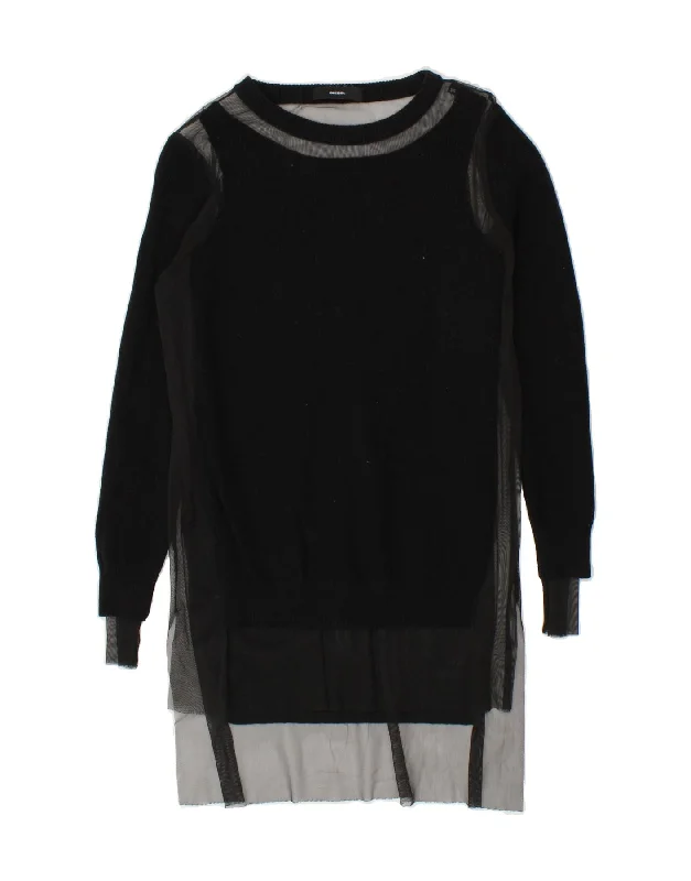 DIESEL Womens Long Sleeve Jumper Dress UK 6 XS Black Tunics Denim casual