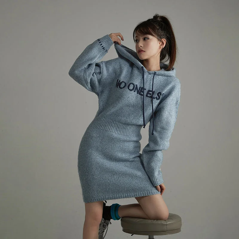 Cozy Hooded Knit Dress Tunics Mesh breathable