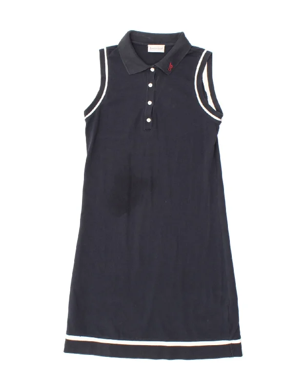 MONCLER Womens Sleeveless Polo Dress UK 10 Small Navy Blue Cotton Tunics Cozy comfortable