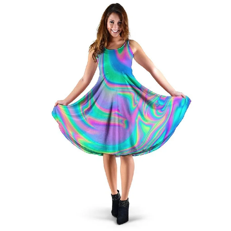 Abstract Pastel Holographic Dress Tunics Corduroy durable