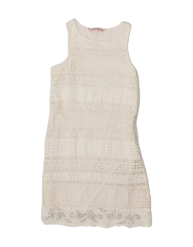 DESIGUAL Womens Sleeveless Sheath Dress EU 36 Small White Cotton Tunics Corduroy durable
