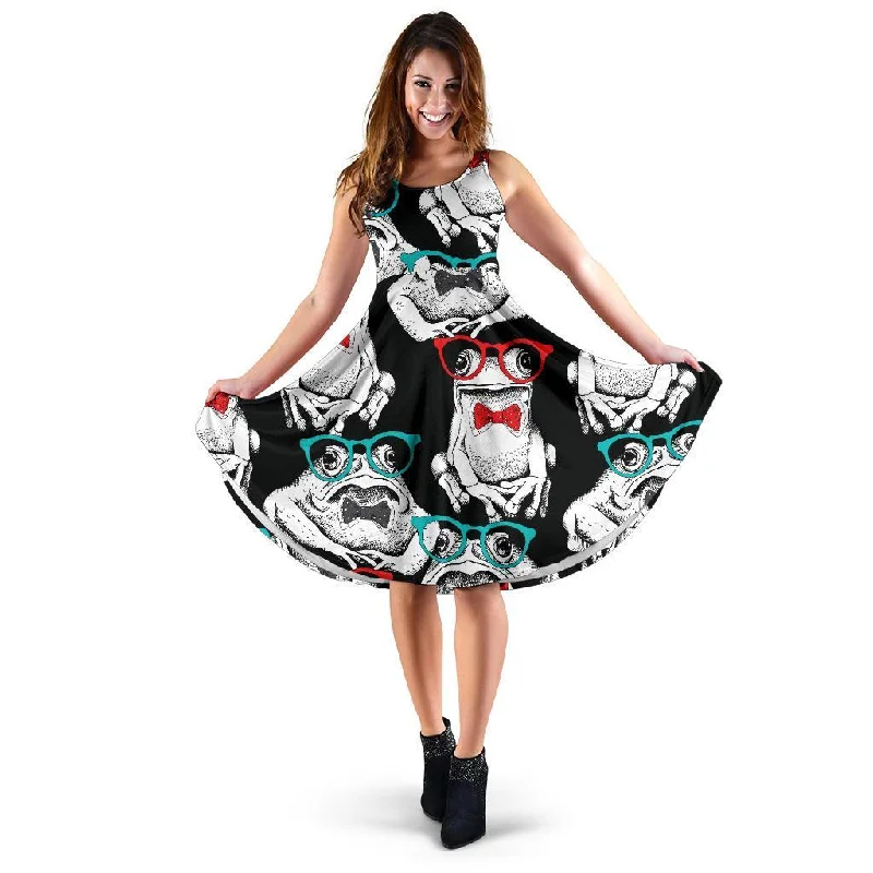 Tuxedo Frog Pattern Print Dress Tunics Cozy soft