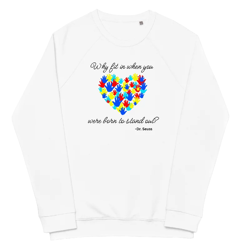 Stand Out Unisex Organic Raglan Sweatshirt Hoodie with Earth Tones Natural Calm