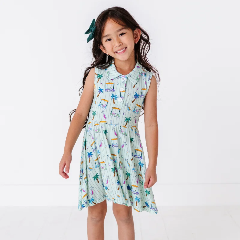 It's Fore O'Clock Somewhere Girls Collared Dress Tunics Long Elegant