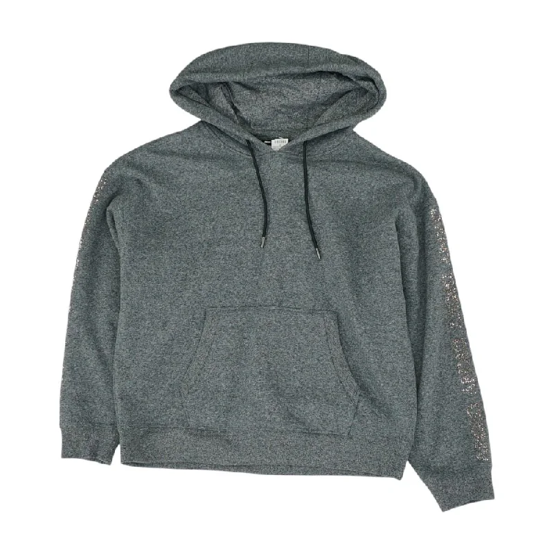 Gray Solid Hoodie Hoodie with Distressed Vintage Worn