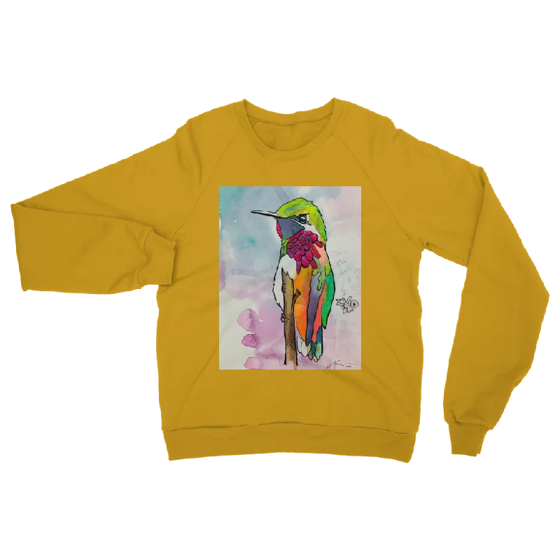 Hummingbird Classic Adult Sweatshirt Hoodie with Hem Frayed Vintage Worn