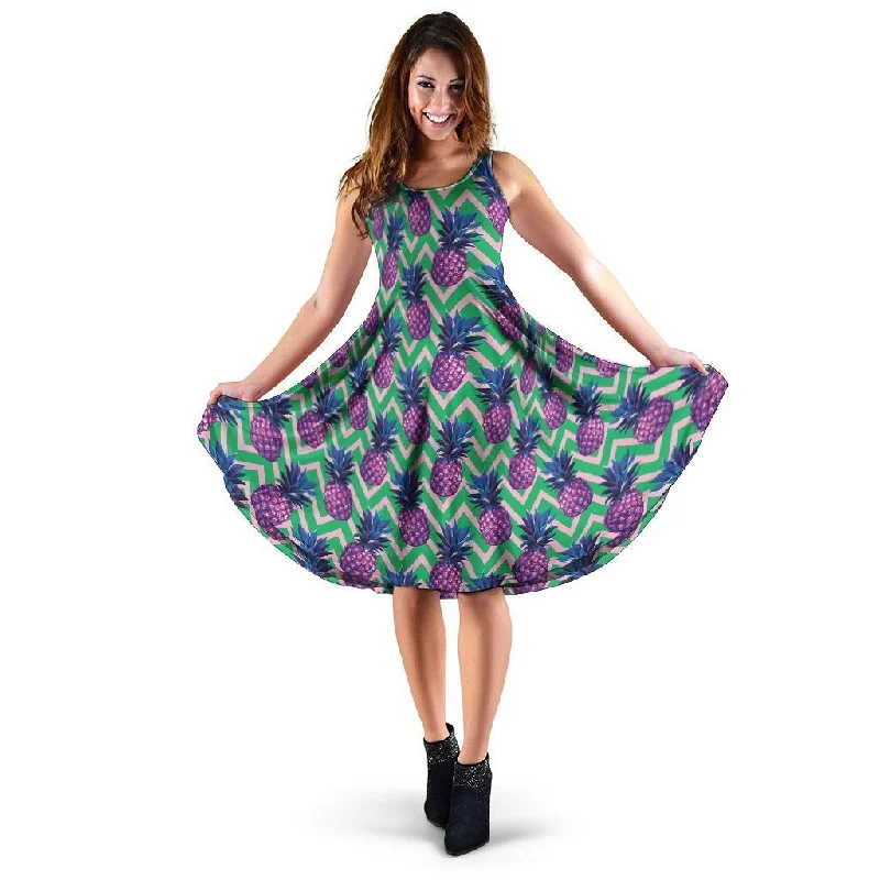 Abstract Hawaiian Pineapple Print Dress Tunics Leisure comfortable