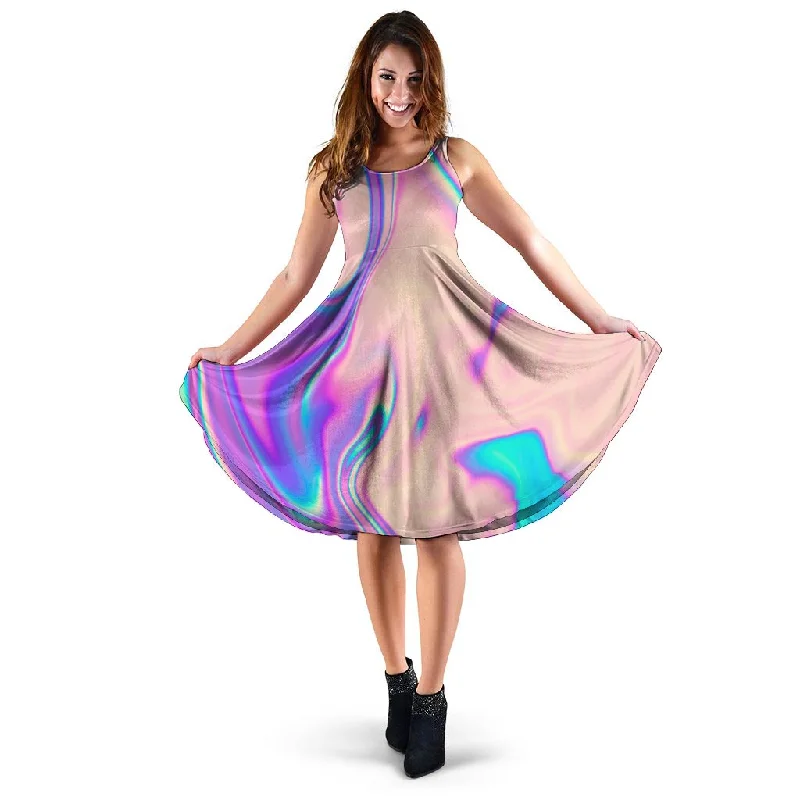 Abstract Trippy Holographic Dress Bodycon Club Sequined
