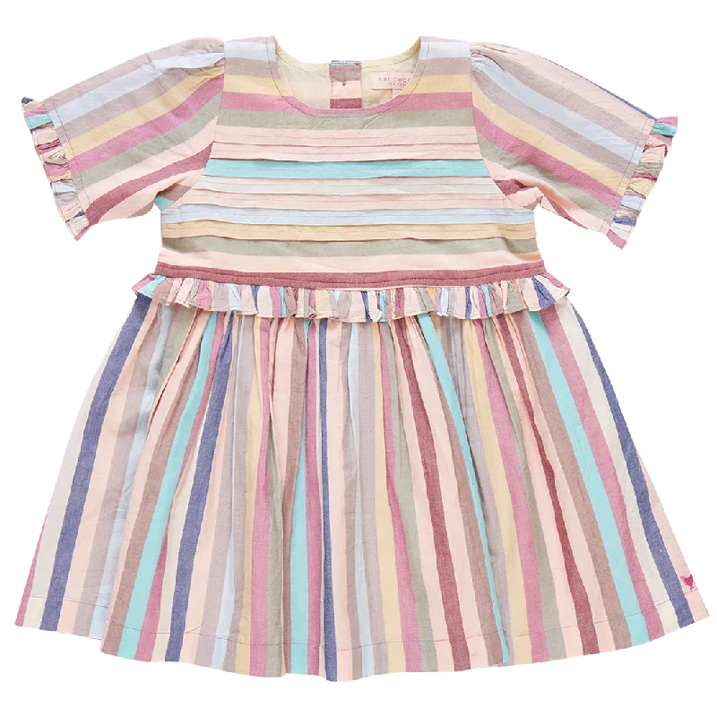 Girls Raquel Dress - Multi Vintage Stripe Tunics Lace romantic