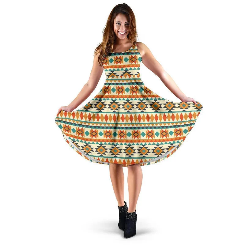 Tribal Native American Aztec Indians Navajo Print Dress Turtleneck Warm Winter