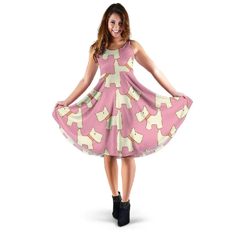 Westie Dog Pattern Print Dress Tunics Occasion special