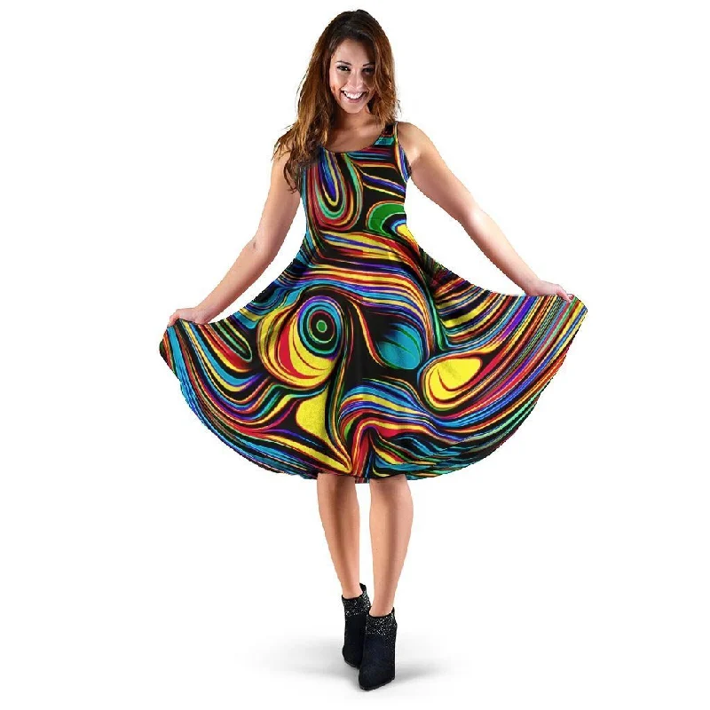 Abstract Wavy Dress Tunics Sophisticated sleek