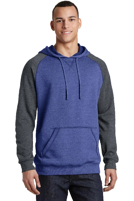 District Young Mens Lightweight Fleece Raglan Hoodie.  DT196 Hoodie with Stripes Bold Sporty
