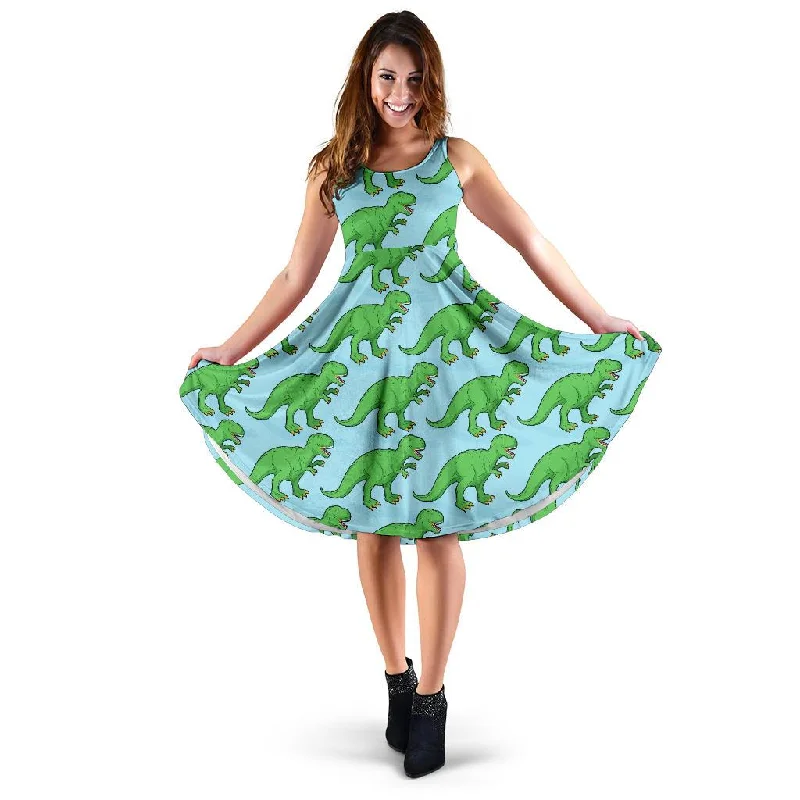 T rex Dinosaur Pattern Print Dress Tunics Vintage classic