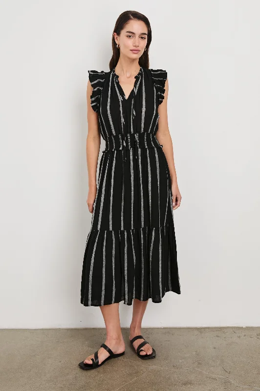 GARDEN DRESS - ASH LENO STRIPE Tunics Running lightweight