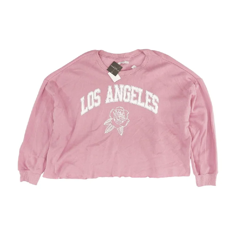 Pink Solid Sweatshirt Hoodie with Toggle Buttons Decorative Unique
