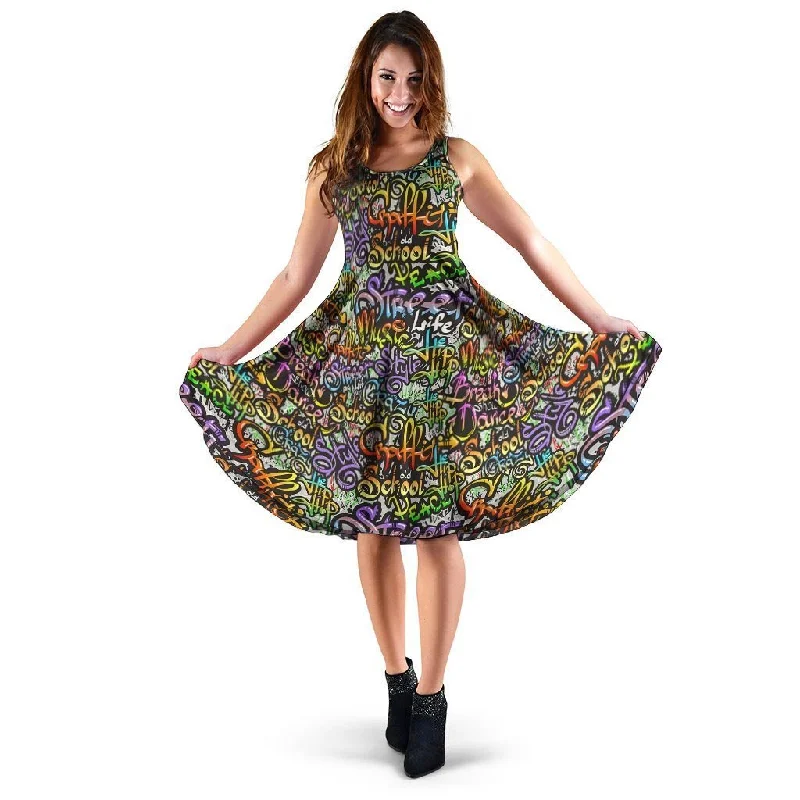 Airbrush Graffiti Print Dress Tunics Stylish modern