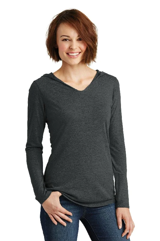 District Women's Perfect Tri Long Sleeve Hoodie. DM139L Hoodie with Ribbed Hem Stretchable Secure