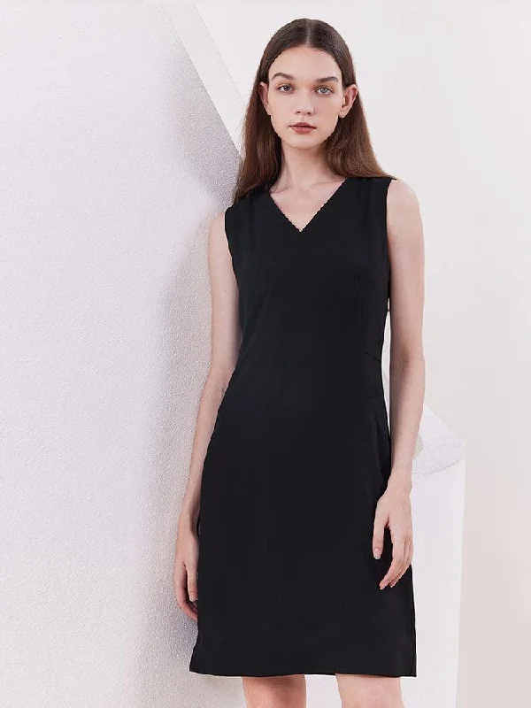 Black Slim Acetate Vest Dress Tunics Yoga stretchy