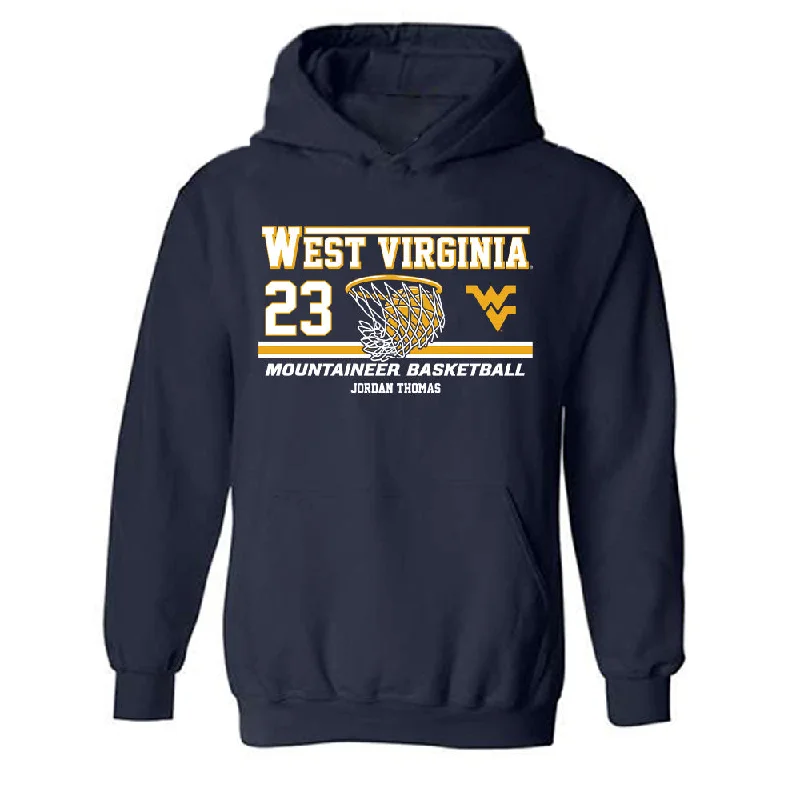 West Virginia - NCAA Women's Basketball : Jordan Thomas - Classic Fashion Shersey Hooded Sweatshirt Hoodie with Hem Fringe Bohemian Relaxed West Virginia - NCAA Women's Basketball : Jordan Thomas - Classic Fashion Shersey Hooded Sweatshirt Hoodie with Hem Fringe Bohemian Relaxed