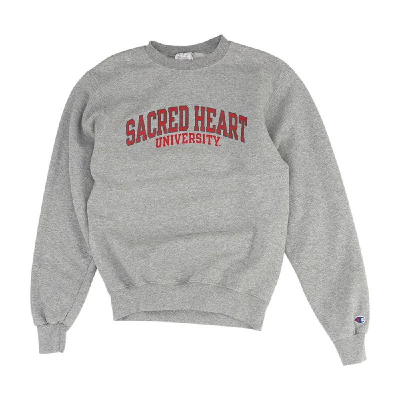 Gray Solid Sweatshirt Hoodie with Patch Decorative Personalized