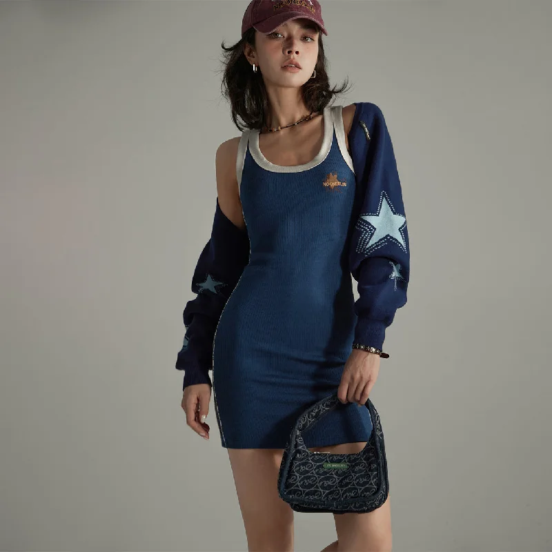Star Embroidered Dress Tunics Fashionable chic
