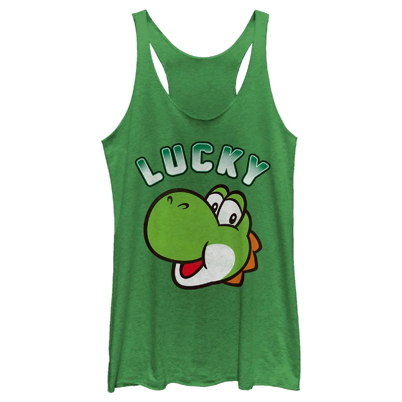 Women's Nintendo Super Mario St. Patrick's Day Lucky Yoshi Racerback Tank Top sequin tank top