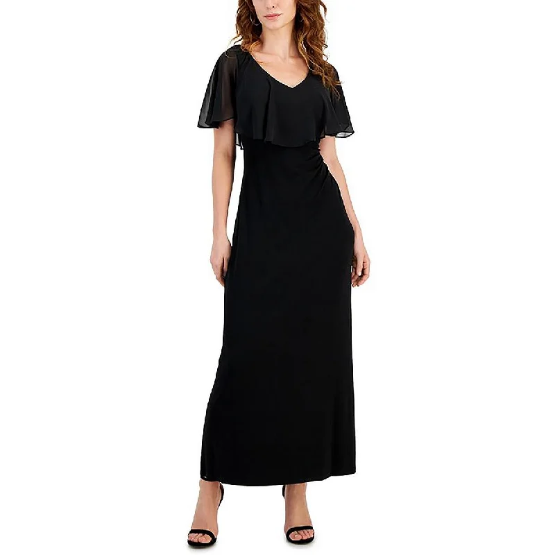 Connected Apparel Womens Petites Flutter Sleeve Long Cocktail And Party Dress Tunics Wedding white