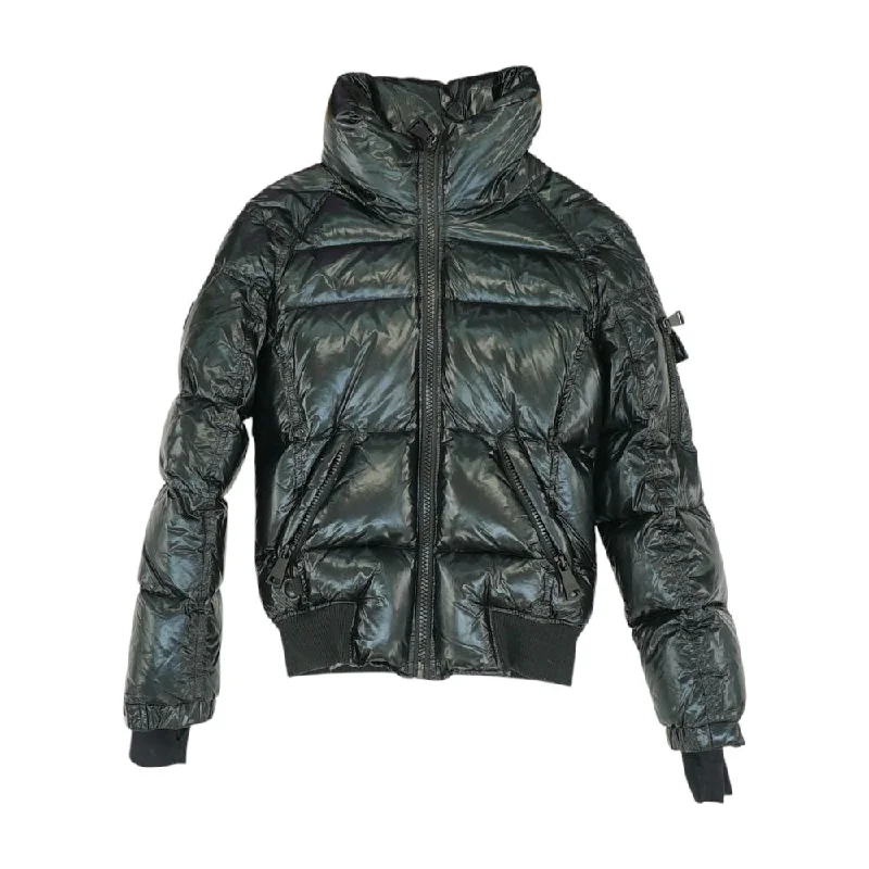 Black Solid Puffer Jacket Satin Jacket Silk Jacket Chiffon Jacket