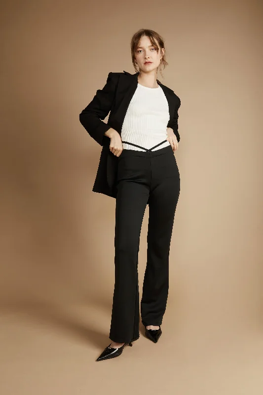 LOW RISE PANT WITH WAIST TIE Formal Dress Pants