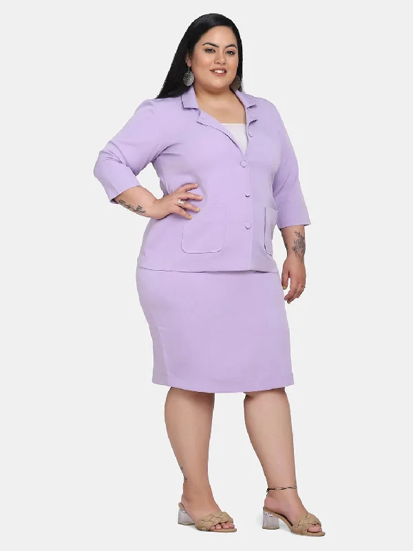 Business Formal Stretch Skirt Suit - Lavender leather skirt modern
